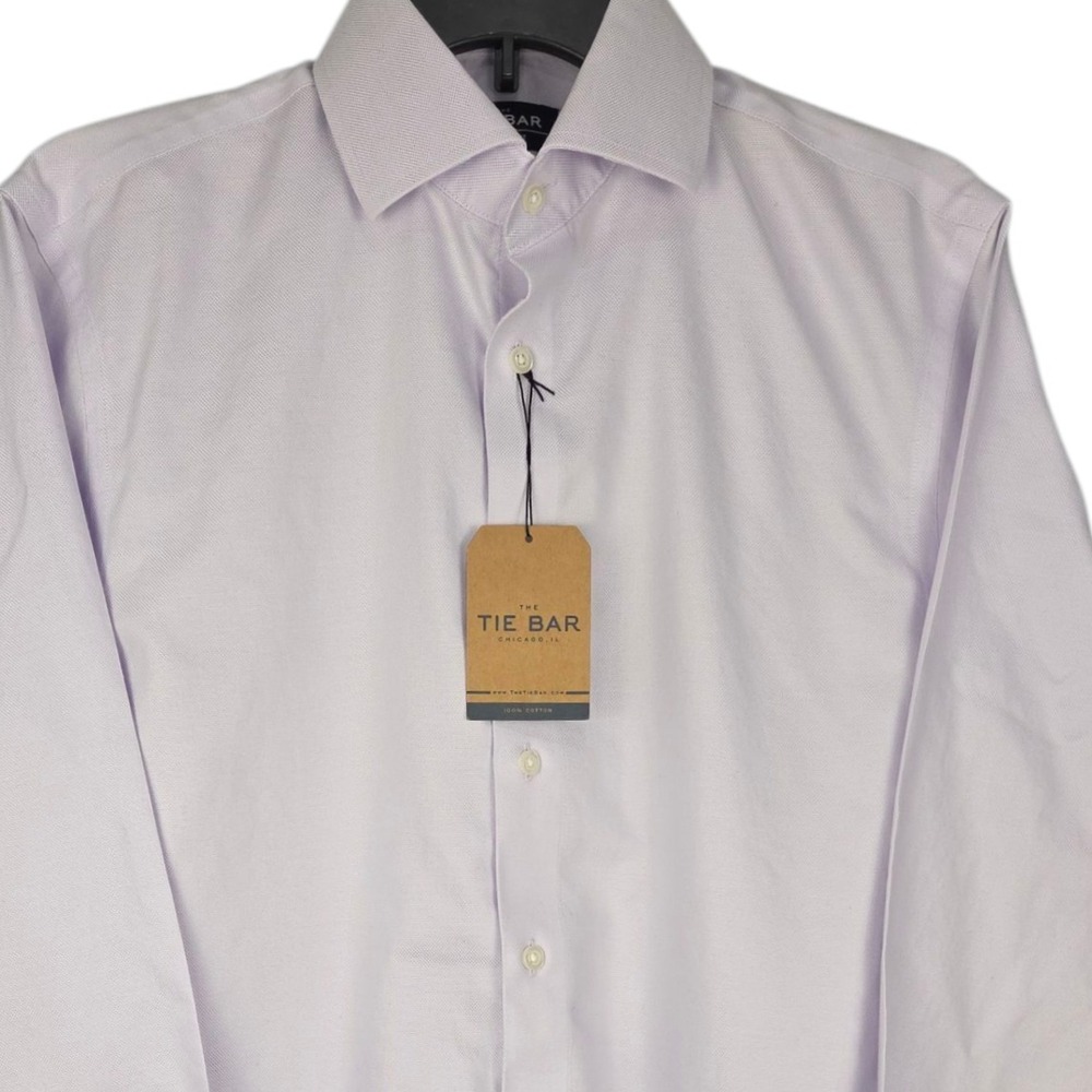 The Tie Bar Mens Dress Shirt 15 32/33 Standard Fit Light Purple 100% Cotton New‎